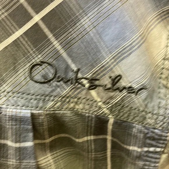 Quicksilver Waterman Collection Plaid Button Down Short Sleeve Shirt Size Med - Picture 3 of 4